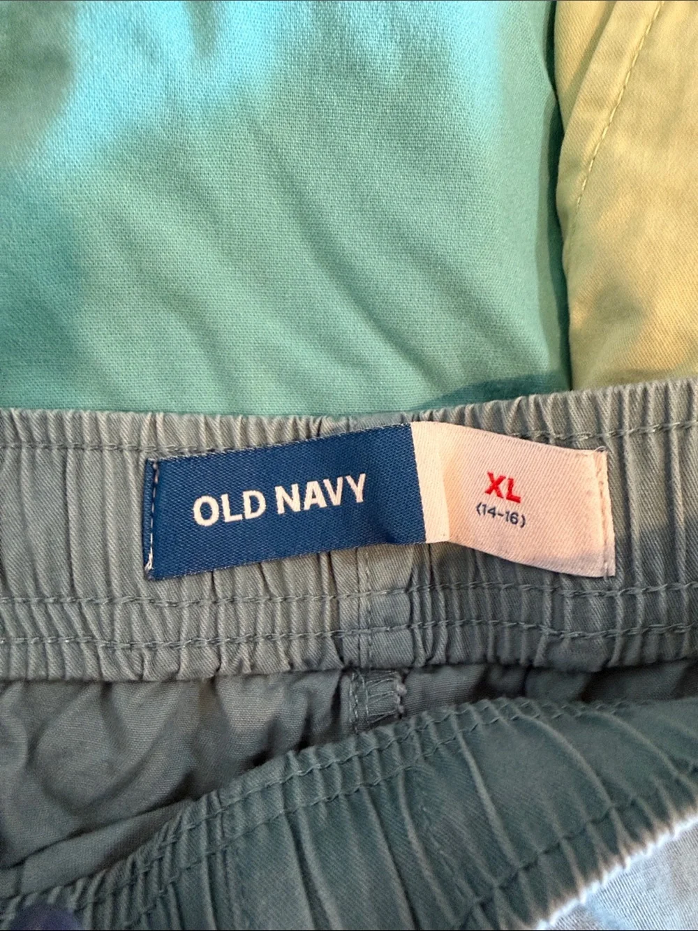 Old Navy Men’s Athletic Drawstring Shorts in Aqua, Light Blue & Pale Yellow